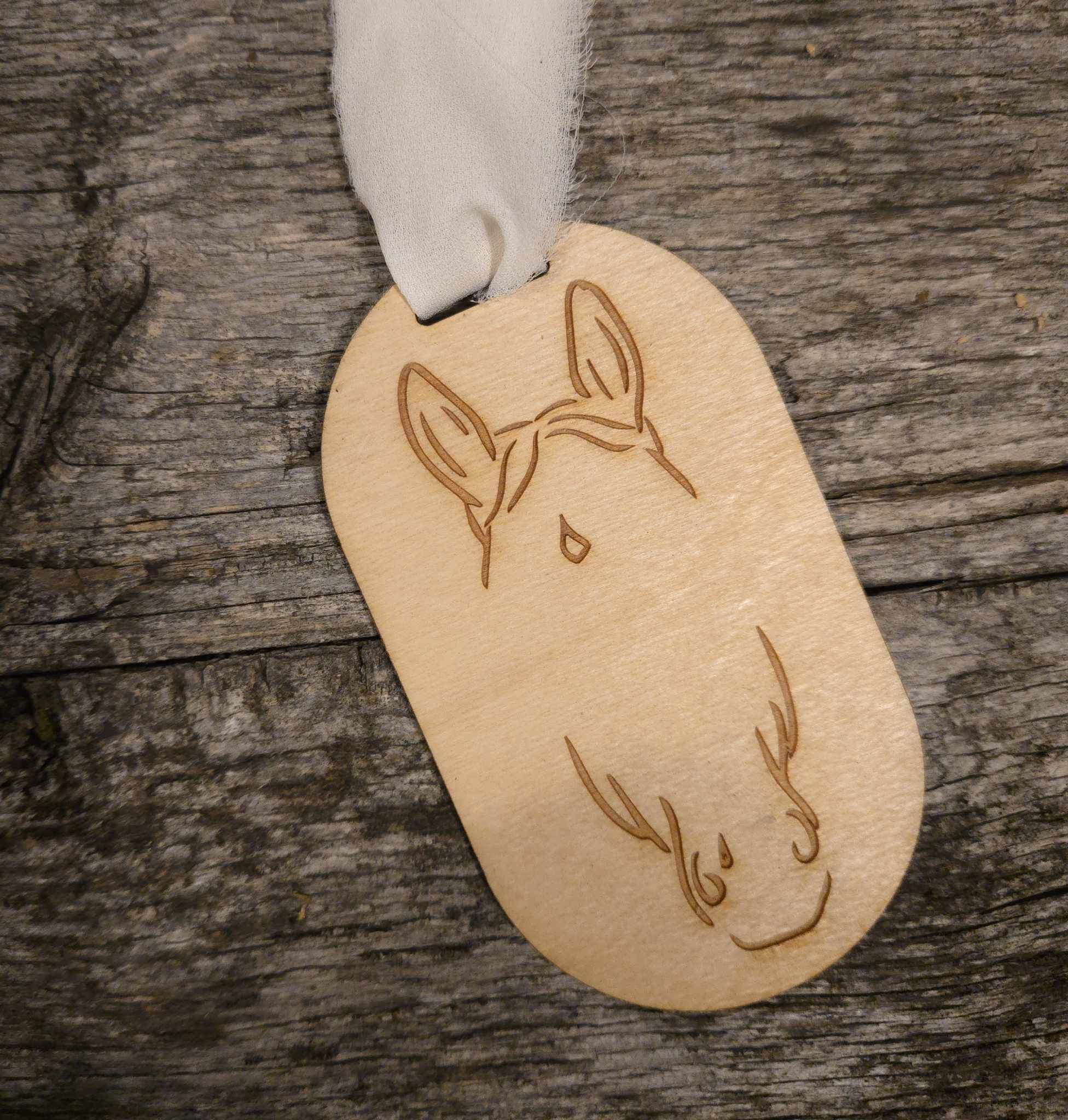 Oval Horse Head Ornament -Wood