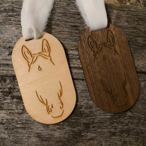 Oval Horse Head Ornament -Wood